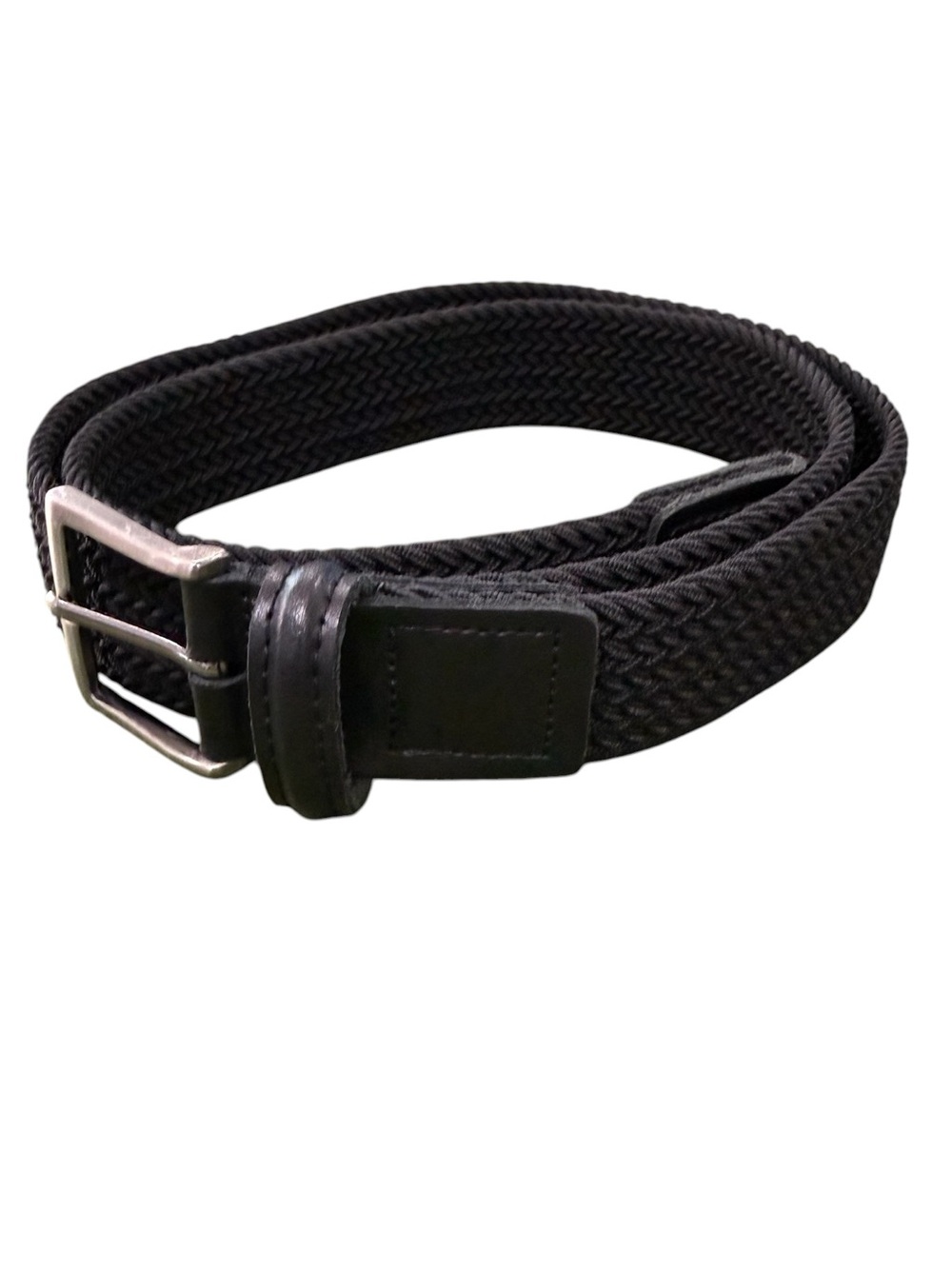 Men's Black Woven Elastic Belt